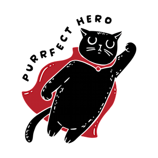 Superhero Cat in Cape Whimsical T-Shirt