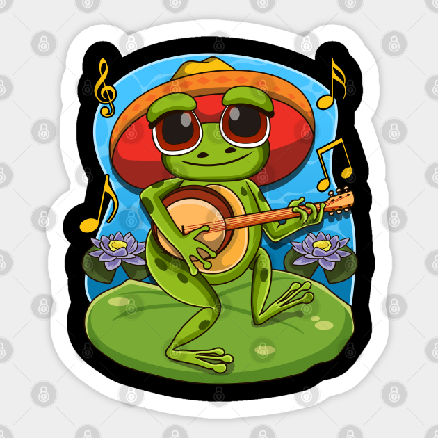 Frog Playing Banjo on Mushroom Cute Cottagecore Aesthetic - Frog ...