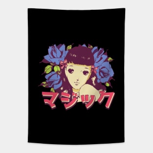 Anime Flower Girl 'Magic' In Japanese Aesthetic Otaku, Vintage Tapestry