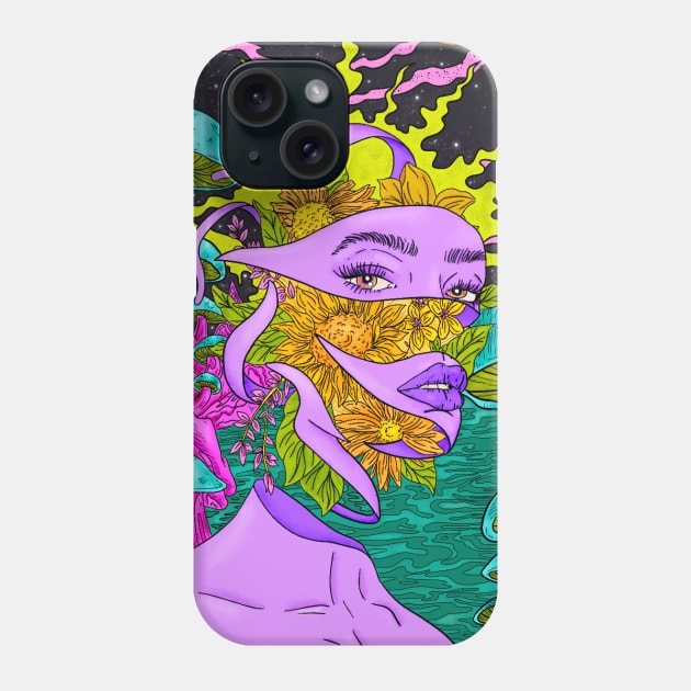 Metamorphosis - Trippy Sci Fi Portrait Phone Case by rosiemoonart