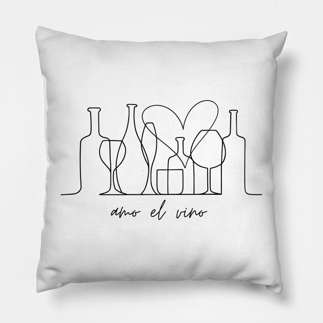 Amo el vino (I love wine - Spanish) Pillow by VinumDesigns