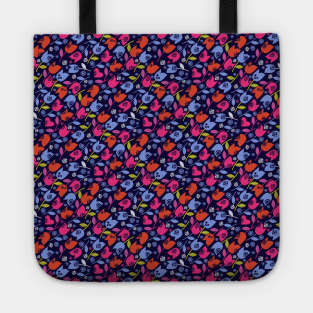 Blue Tulip Floral Pattern Tote