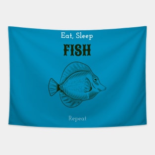 Eat, Sleep, Fish, Repeat Fishing Tapestry