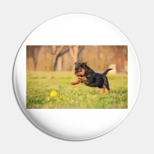 Playful Rottweiler Puppy Digital Painting Pin