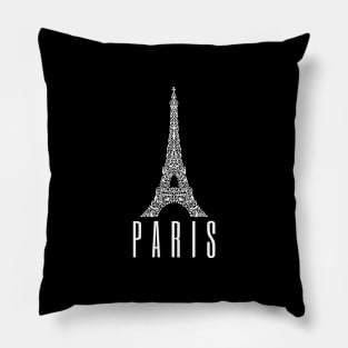 Paris France Eiffel Tower Art Design White Pillow