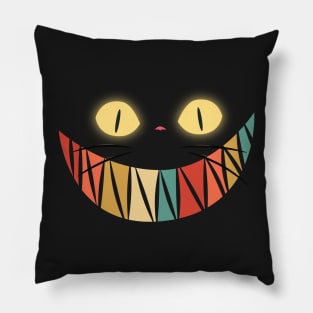 Retro Vampire Cat Face - Scary Halloween Cat Face - Retro Halloween Cat Face - Cat Fang - Scary Halloween Cat Smile - Big Halloween Retro Smile Cat Pillow