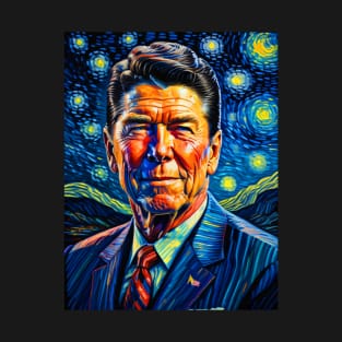 Ronald Reagan in starry night T-Shirt