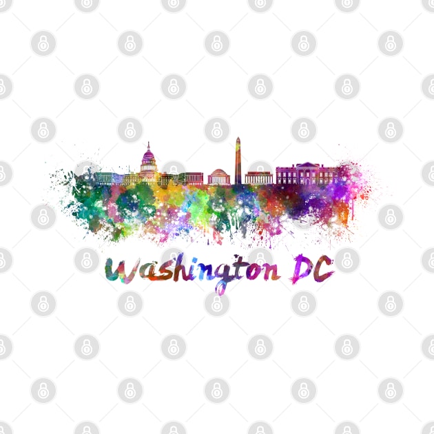 Washington dc skyline in watercolor by PaulrommerArt