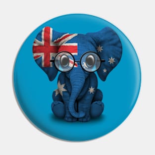 Baby Elephant with Glasses and Australian Flag Pin