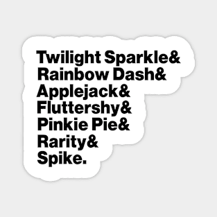 Twilight Applejack Fluttershy Pinkie Names My Little Pony 692 Magnet