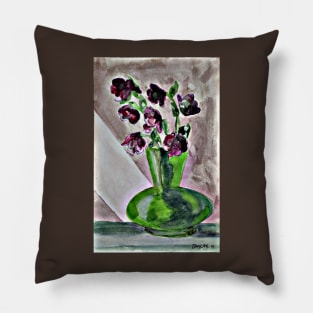 Watercolor of Flowers in Vase Pillow