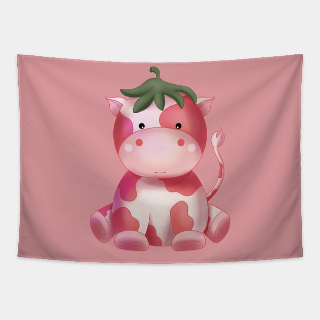 Strawberry Cow Tapestry by Niina