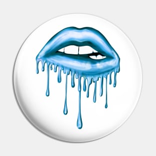 Metallic Dripping Blue Lips Pin