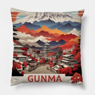 Gunma Japan Vintage Poster Tourism Pillow