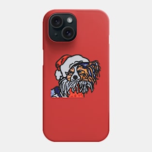 Papillon Dog Santa over Red Phone Case