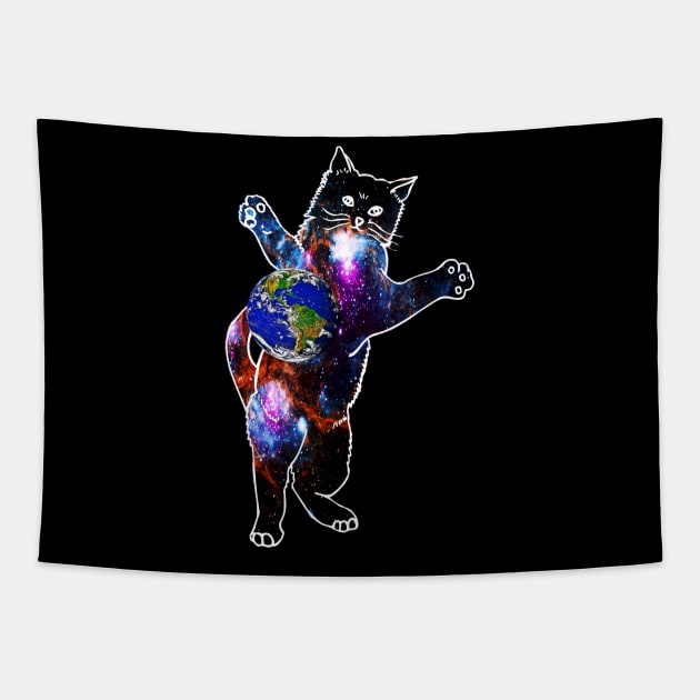 Cat in space Tapestry by hardcore repertoire