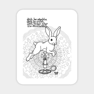 Bunny Nursery Rhyme Series-Jack be Nimble b&w Magnet