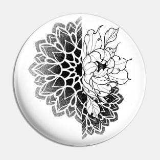 Mandala peonies Pin