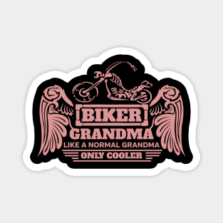 Biker Grandma Like Normal Only Cooler Pink with Skeleton Bike Magnet