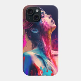 Taking in a Moment - Emotionally Fluid Collection - Psychedelic Paint Drip Portraits Phone Case