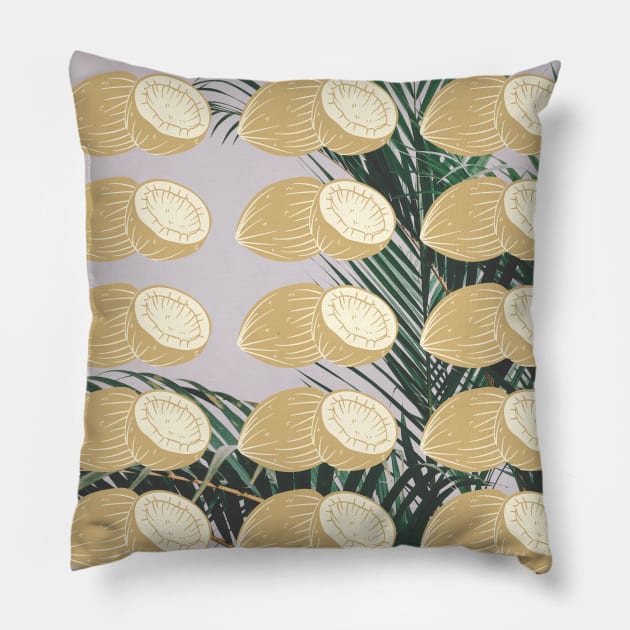 Palm Trees and Coconut Paradise Pillow by mazdesigns