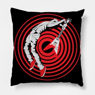 Punk Rock Guitar Smash - Guitarist Smashing Flying V Pillow