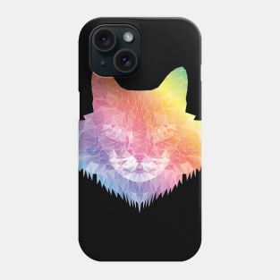 Maine Coon Cat Polygon Art - Rainbow Phone Case