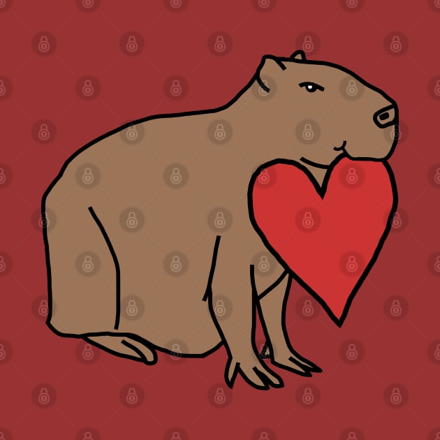 Capybara with Love Heart for Valentines Day by ellenhenryart