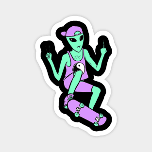 Alien Skateboarding Magnet