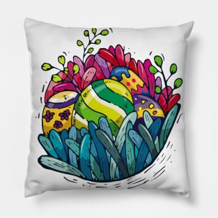 Happy Easter. Colorfull Easter Egg Pillow