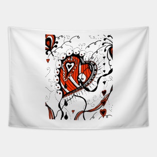 Miniature Aussie Tangle 05 in Red White and Black Tapestry