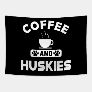 husky dog - Coffee and huskies Tapestry