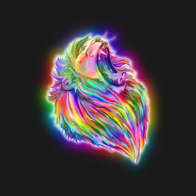 Glowing Pride Rainbow Lion by Art by Deborah Camp