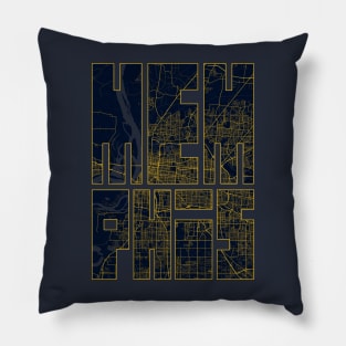 Memphis, USA City Map Typography - Gold Art Deco Pillow