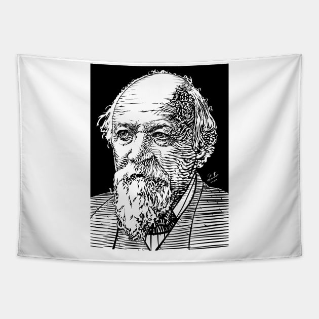 ROBERT BROWNING ink portrait Tapestry by lautir