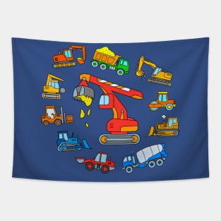 Construction Vehicles Tapestry