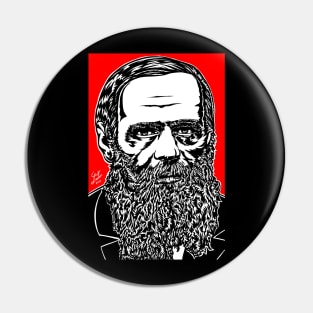 FYODOR DOSTOYEVSKY ink and acrylic portrait Pin