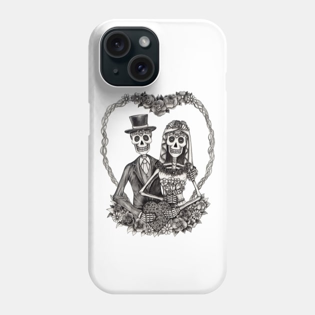 Sugar skull couple love wedding. Phone Case by Jiewsurreal