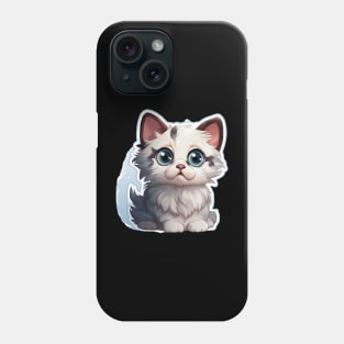 Mysterious Cat with White Fur and Blue Shadow Phone Case