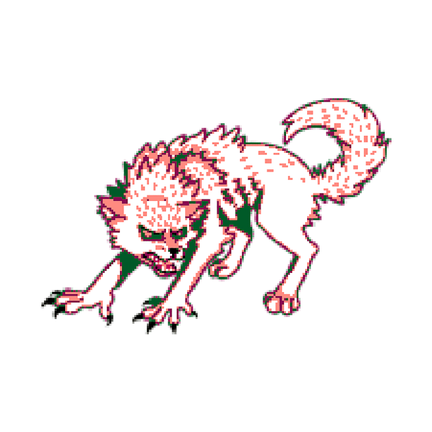 Pixel Werewolf (Red, White, and Green) by SugarDrake