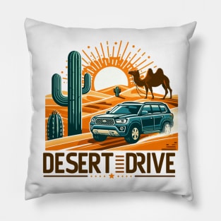 An SUV Driving On A Sand Dune, Desert Drive Pillow