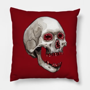 Ruby Geode Crystal Skull Pillow