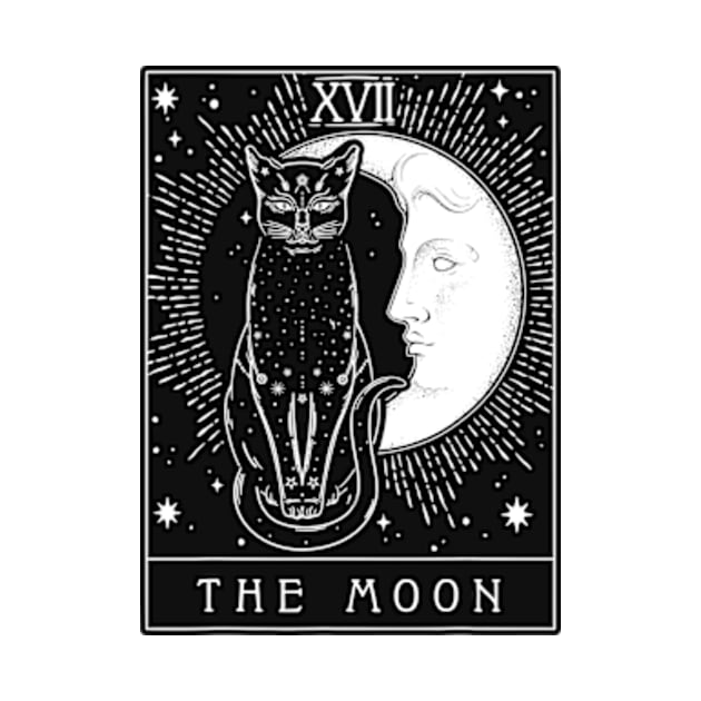 Tarot Card Crescent Moon And Cat Graphic by alexanderkansas