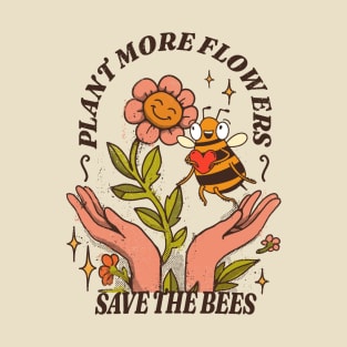 Retro Floral Honeycomb Bee Lover Art T-Shirt