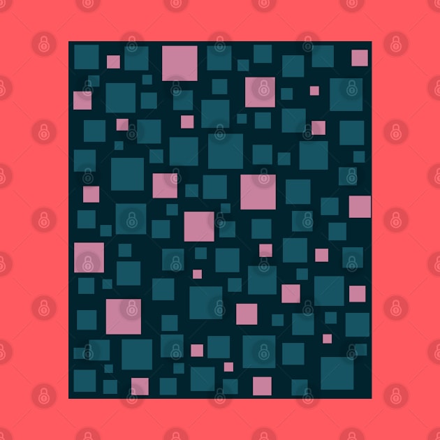 Dark Velvet Green and Blush Pink Squares by OneThreeSix