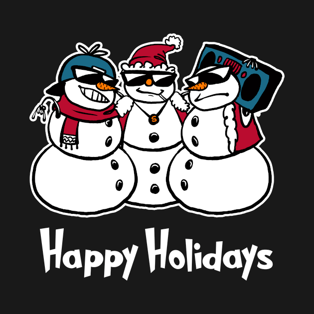 Happy holidays Shirt Funny Christmas Snowmies Tshirt Boy Girl Holiday Gift Funny Christmas Party Tee by NickDezArts