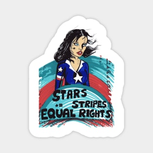 Stars Stripes And Equal Rights, patriotic superhero woman Magnet