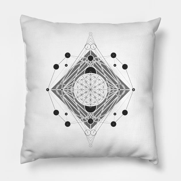 Sacred Geometry - Flower of Life Pillow by ZenCandy