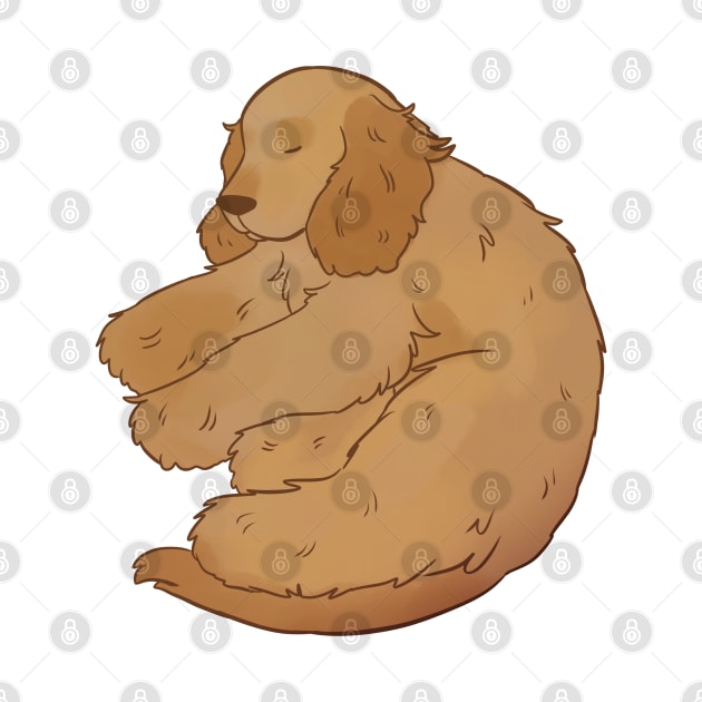 Cute english cocker spaniel sleeping illustration by Yarafantasyart