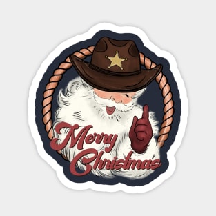 Funny Santa Western Cowboy Howdy Christmas Magnet